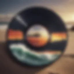 A vintage vinyl record showcasing surf rock music