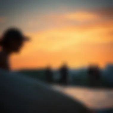 Surfers Embracing Sunset Vibes Group of surfers enjoying the sunset