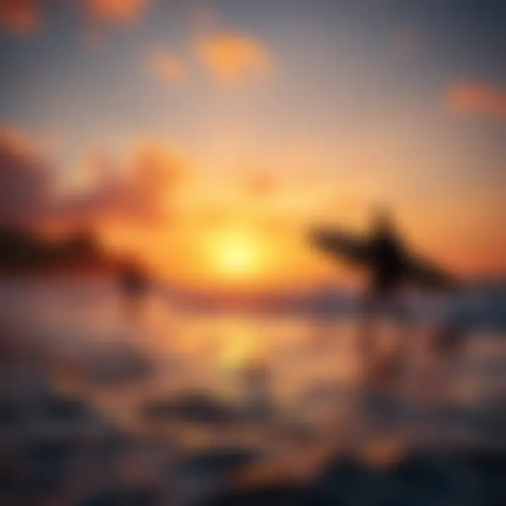 The Cultural Significance of Surfing A vibrant sunset at a popular surf spot