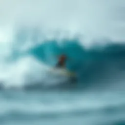 A surfer gracefully carving through a wave