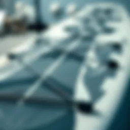 A close-up view of a high-quality SUP board showcasing its intricate design