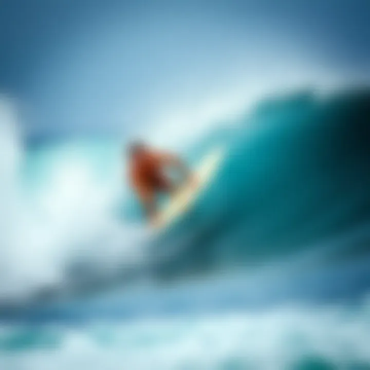 Performance in Action: Shortboards A dynamic shot of a shortboard slicing through waves.