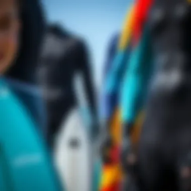 Variety of Body Board Wetsuit Designs Close-up view of different body board wetsuits showcasing various designs and colors