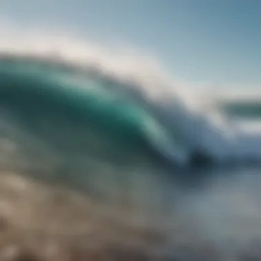 Close-up of ocean waves crashing on a rocky surf break