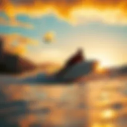 A stunning sunset over Waikiki Beach with surfers catching waves