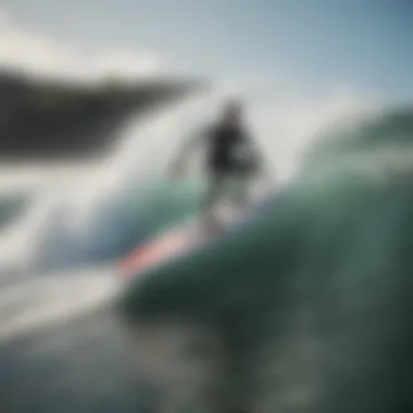 Close-up of a high-performance wakesurf board on water