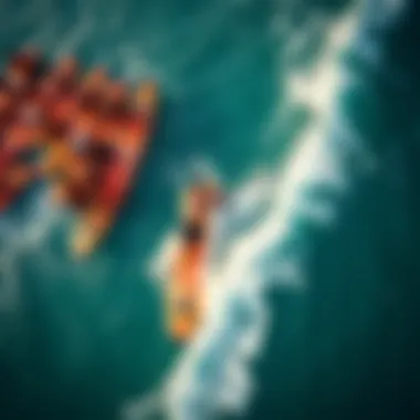 Aerial view of a vibrant surfing competition