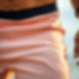 Close-up of seamless boardshort fabric showcasing innovative material