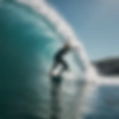 Surfer enjoying the unique experience of foil surfing in a pristine ocean