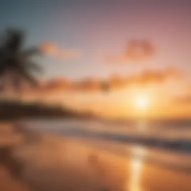 Vibrant sunset over a kiteboarding beach