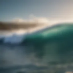 A breathtaking view of Mavericks surf break showcasing massive waves
