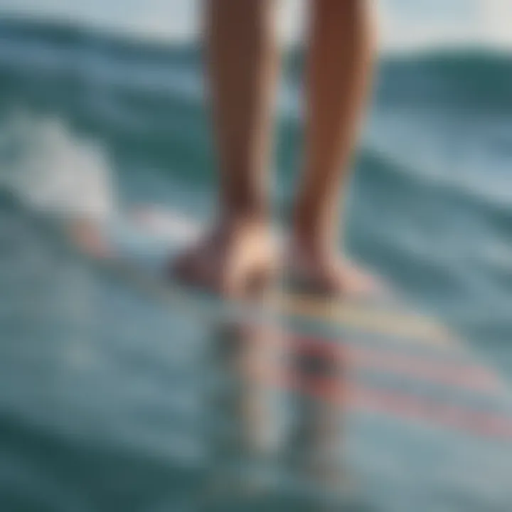 Close-up of paddle board dimensions and specifications