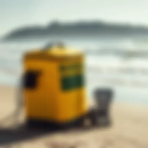 Portable Rinse Kit Shower set up on a beach
