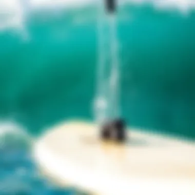 Post-Surfboard Clean Up with Rinse Kit A surfboard being cleaned with the Rinse Kit Shower