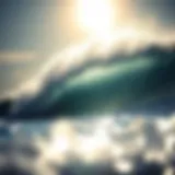 The Essence of Surf Culture A stunning wave crashing on a sunny beach, symbolizing the essence of surf culture.