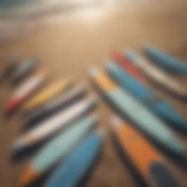 Comparison of different paddle board types on display