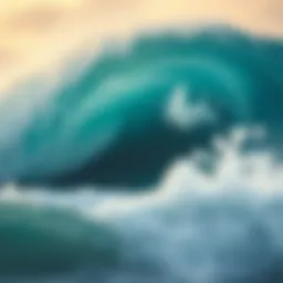 Breathtaking Tahitian wave crashing on the shore
