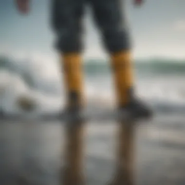 Close-up of surf waders showcasing material texture