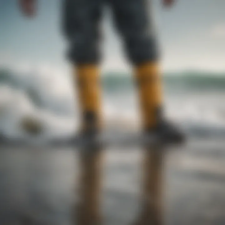 Close-up of surf waders showcasing material texture