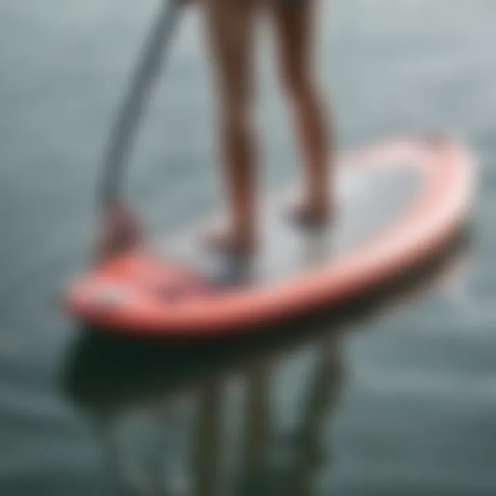 Close-up of a lightweight foldable paddle board