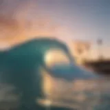 A stunning view of a wave pool in Los Angeles during sunset.