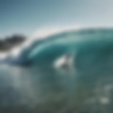 Surfers Riding the Waves A group of surfers enjoying the waves in a modern wave pool setting.