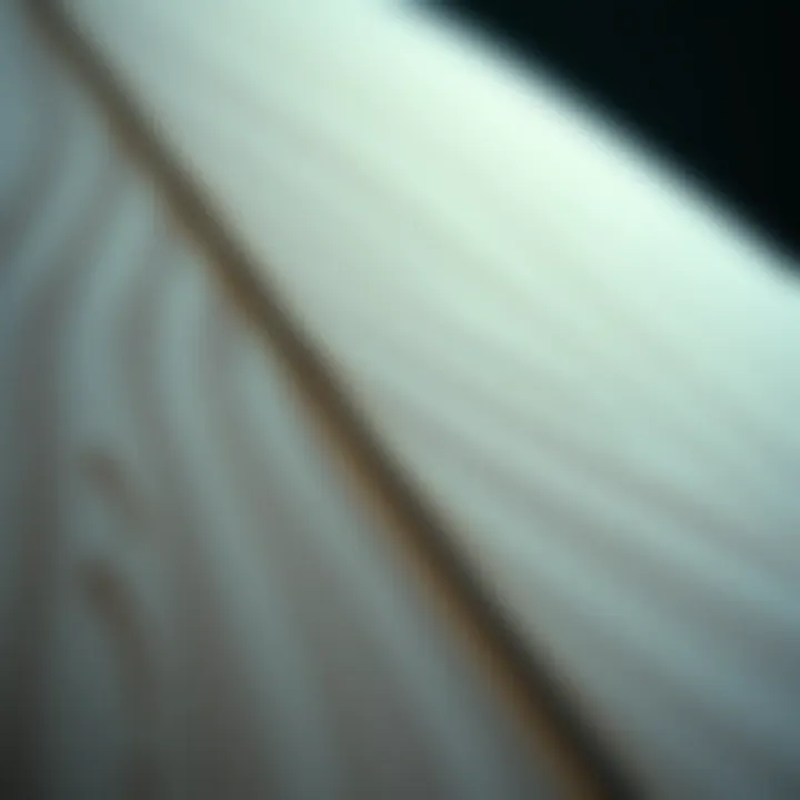 Close-up view of a foam surfboard showcasing its texture and design