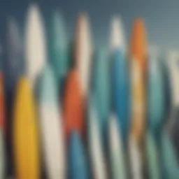 Illustration showing various types of top fins for surfboards