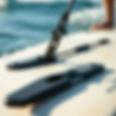 Water Foil Setup Close-up of a water foil setup on a surfboard