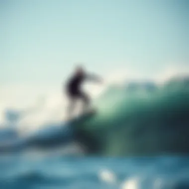 Surfing with Water Foils Surfer navigating through waves using water foil gear