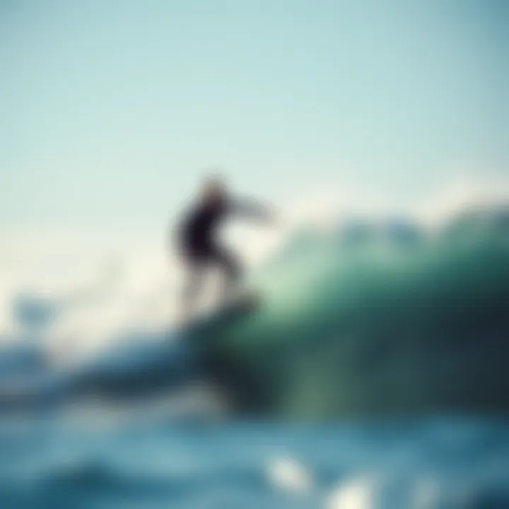 Surfing with Water Foils Surfer navigating through waves using water foil gear