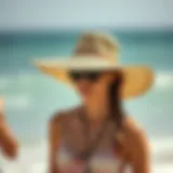 Wide-Brimmed Sun Hat for Beach Activities Wide-brimmed sun hat ideal for beach activities