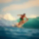 Dynamic surfing action captured in a game setting