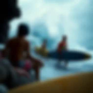 Surf Culture and Gaming Connection Artistic depiction of surfing culture intertwined with gaming