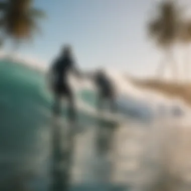 Surfboarders enjoying perfect surf conditions