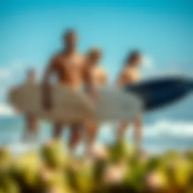 Sustainable Surfing: Eco-Tips for Responsible Surfers Surfers embracing eco-friendly practices on the beach