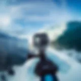 GoPro camera mounted on a surfboard capturing waves