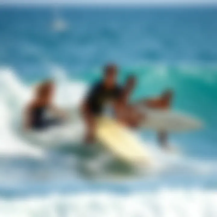 Adventurous Surfing Experience Group of surfers enjoying a thrilling surf experience