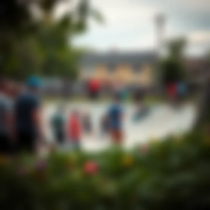 The Community Dynamics of Having a Halfpipe Community gathering around a backyard halfpipe, showcasing social interaction