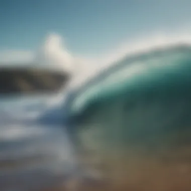 Dynamic waves crashing on a pristine beach, illustrating wave mechanics.