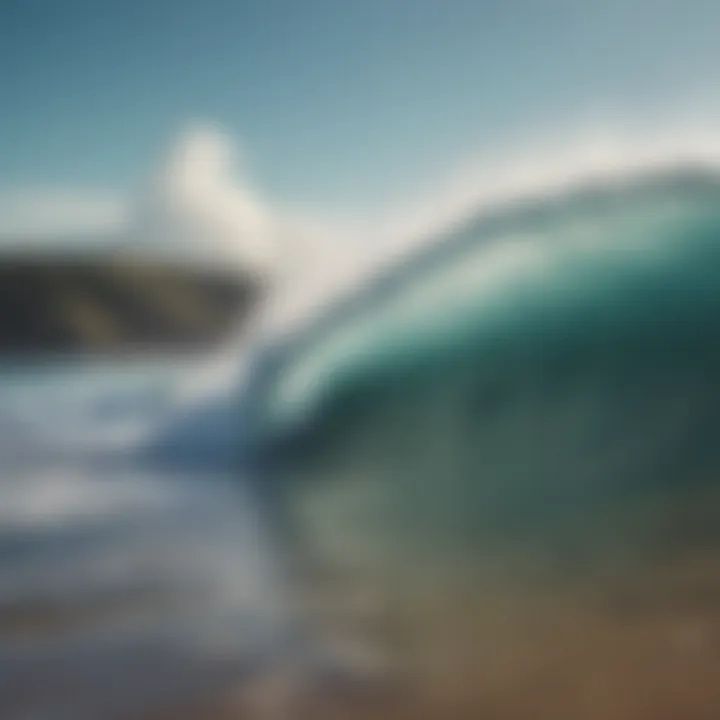 Dynamic waves crashing on a pristine beach, illustrating wave mechanics.