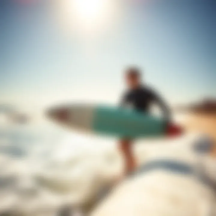 Experience the thrill of surfing at famous beaches Surfing at a popular beach along the route