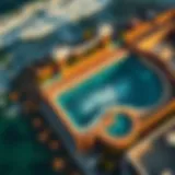 Aerial view of the Kelly Slater Wave Pool showcasing its unique design