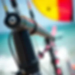 Detailed view of a kite surfing bar showcasing its essential components