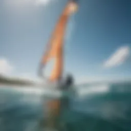 A kitefoiler gliding over crystal-clear waters