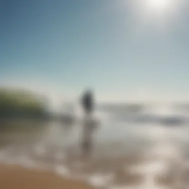 A lone kitesurfer navigating the waves on a sunny day