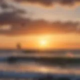 Stunning sunset over the Outer Banks with a kitesurfer in the foreground