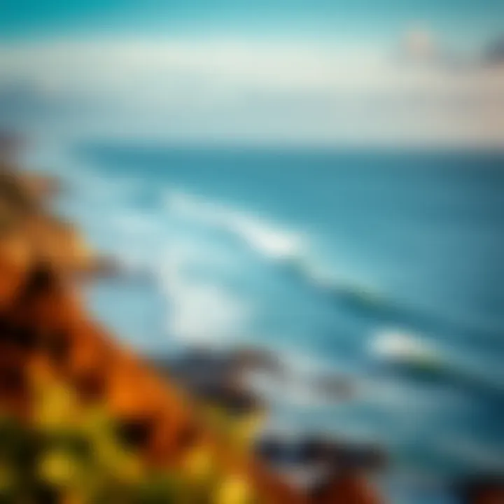 Stunning Coastline of Santa Teresa A breathtaking view of Santa Teresa's coastline with surfers in action