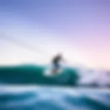 Mastering the Art of Leash Surfing A surfer skillfully riding a wave while leashed to their board