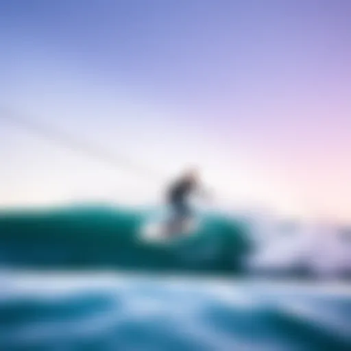 Mastering the Art of Leash Surfing A surfer skillfully riding a wave while leashed to their board